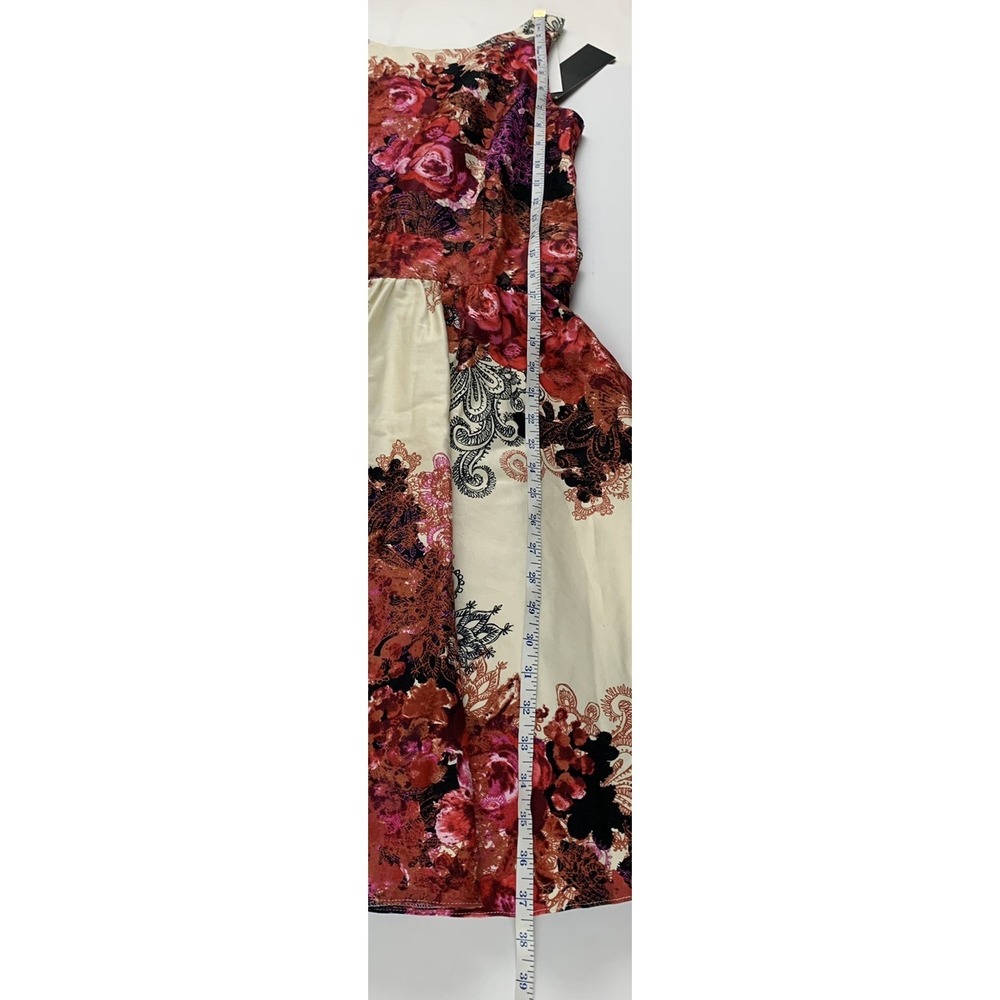 Lady V London Vintage Floral Paisley Tea Dress Red Ivory UK 8 , US 4 NWT - Picture 10 of 11